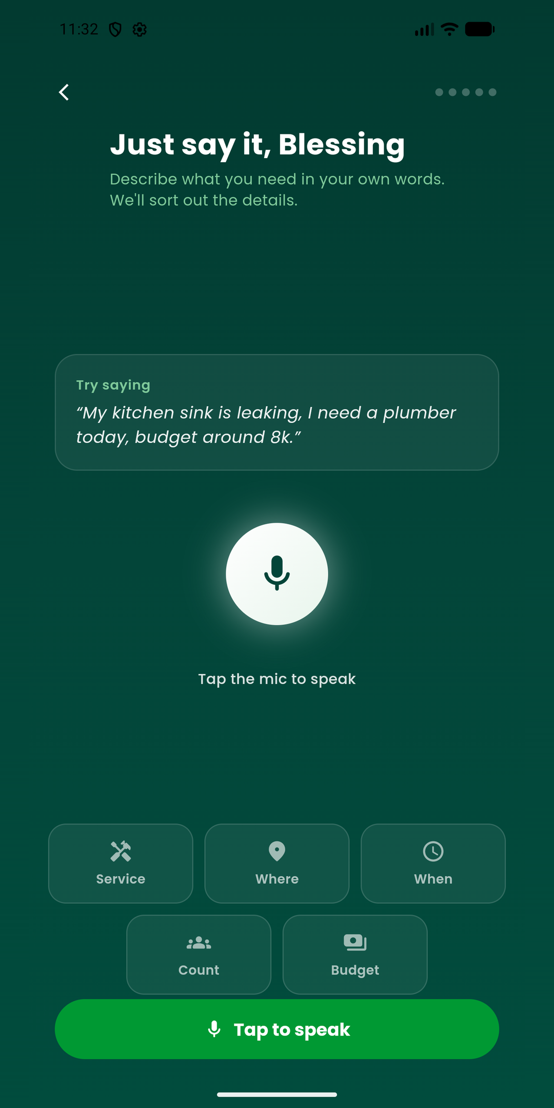 Speak your request